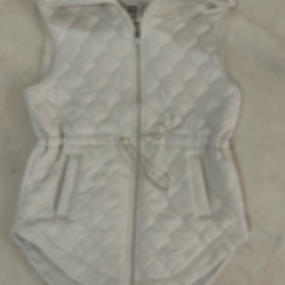 White Quilted Vest with Drawstring